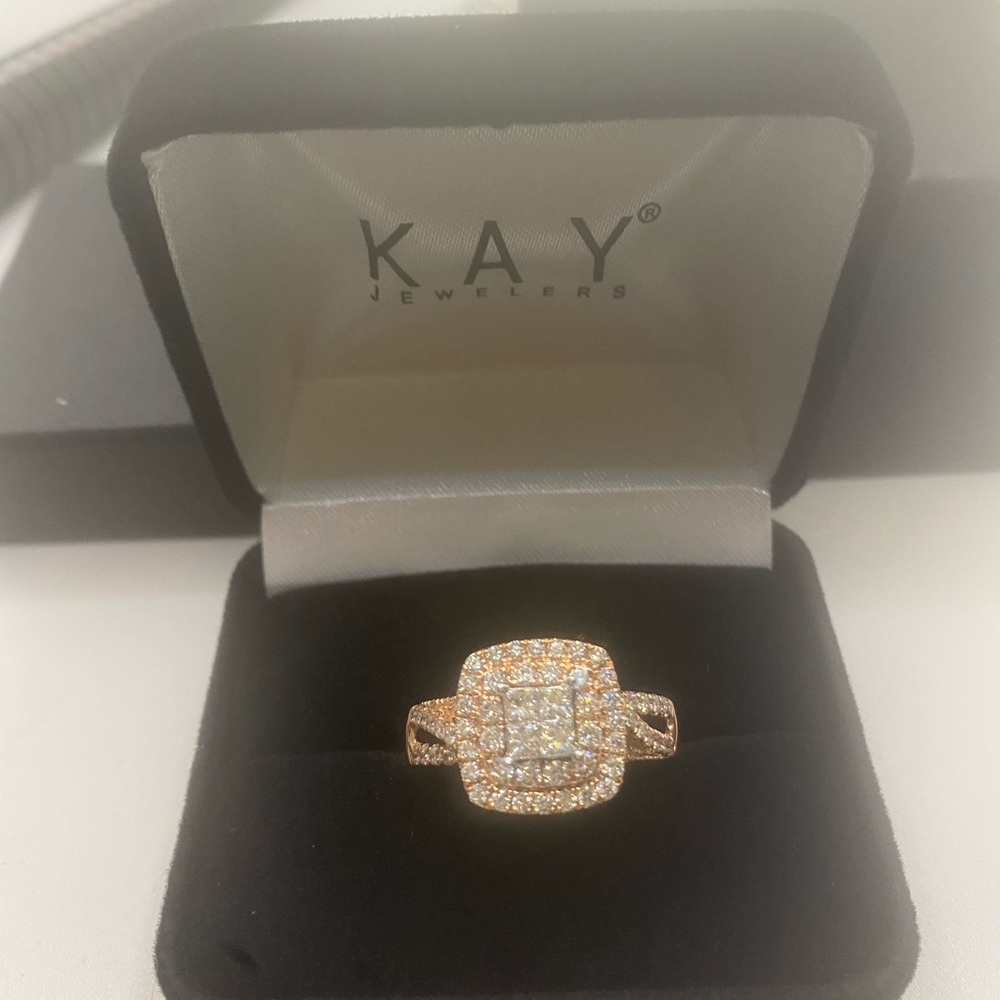 Kay Jewelers Rose Gold Diamond Double Halo Engagement Ring